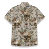 “Eternal Bloom” Hawaiian Shirt – Vintage Floral & Hand-Drawn Skull Print
